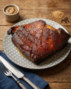 Poitrine de porc laquée miel moutarde