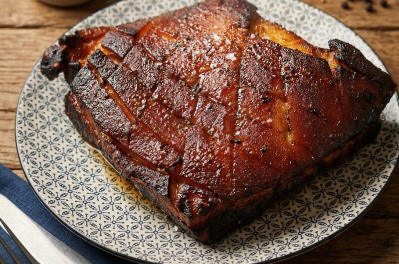 Poitrine de porc laquée miel moutarde