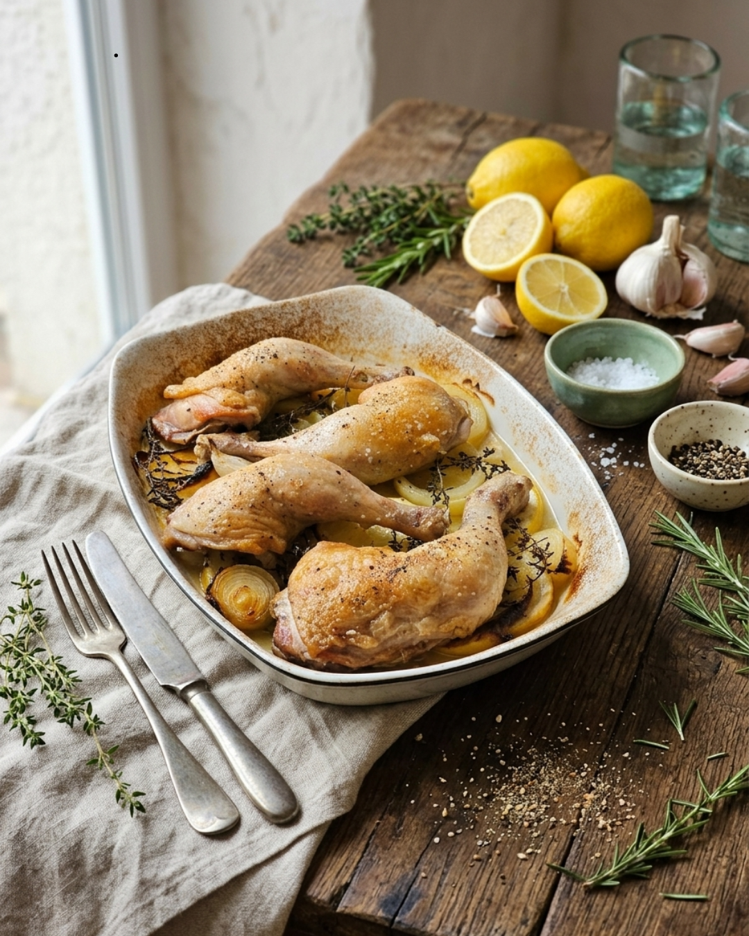 Cuisses de poulet rôties au citron