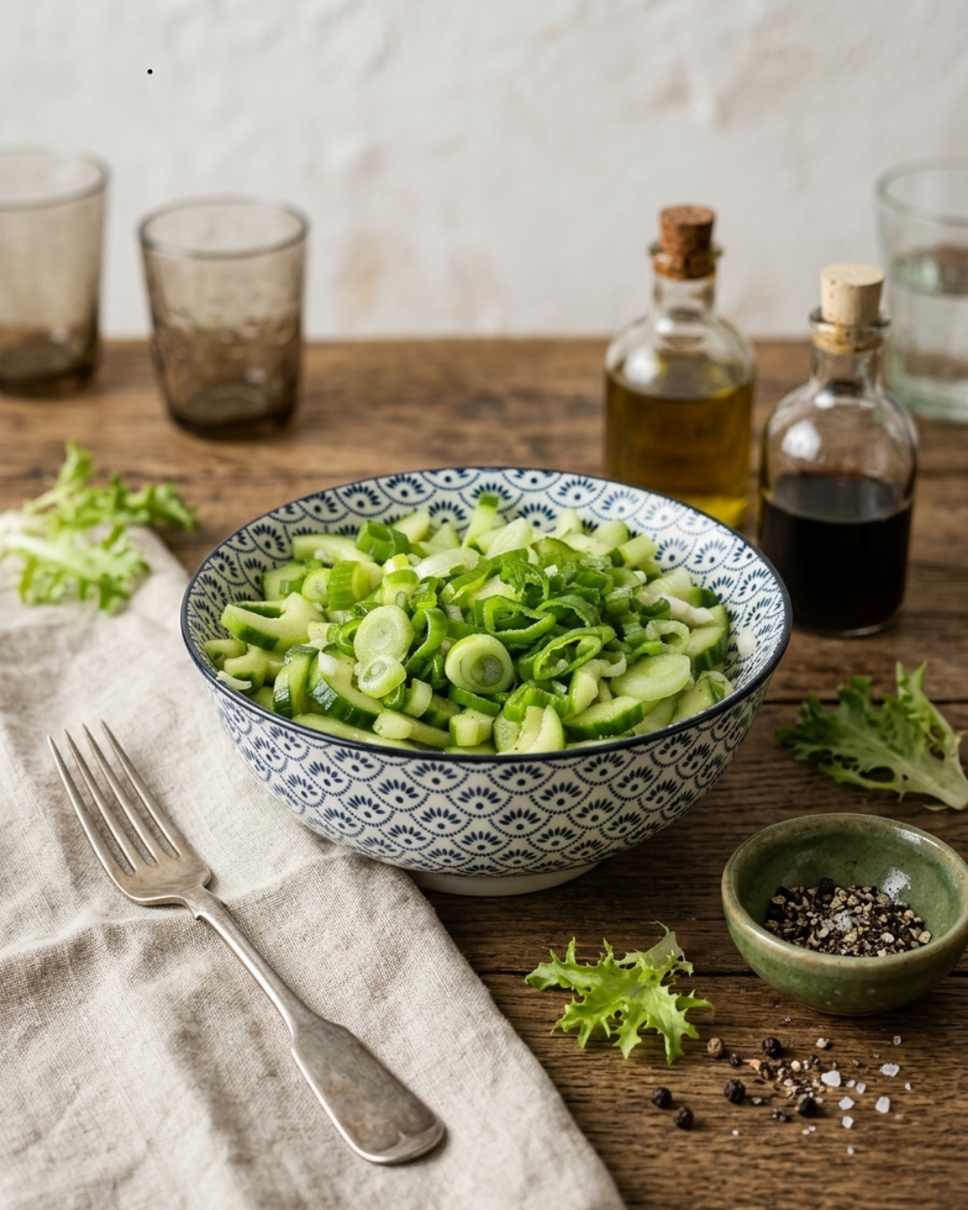 Salade de concombre croquante à la cébette