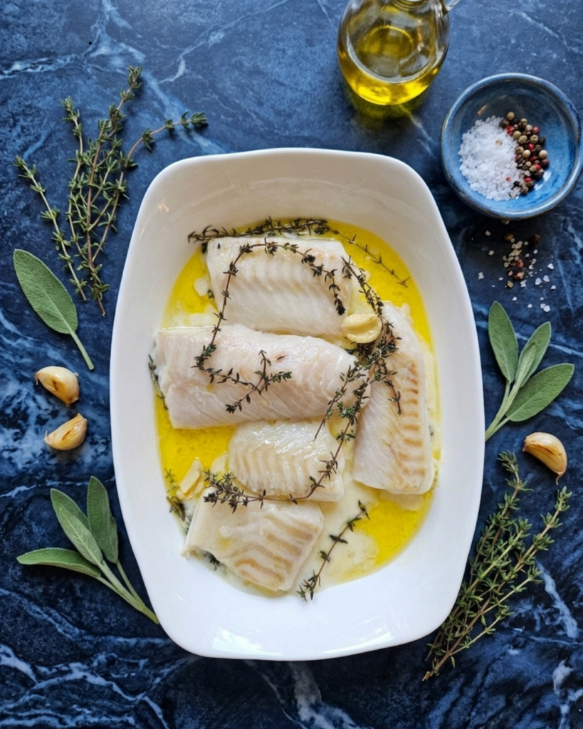 Dos de skrei basse temperature confit au four