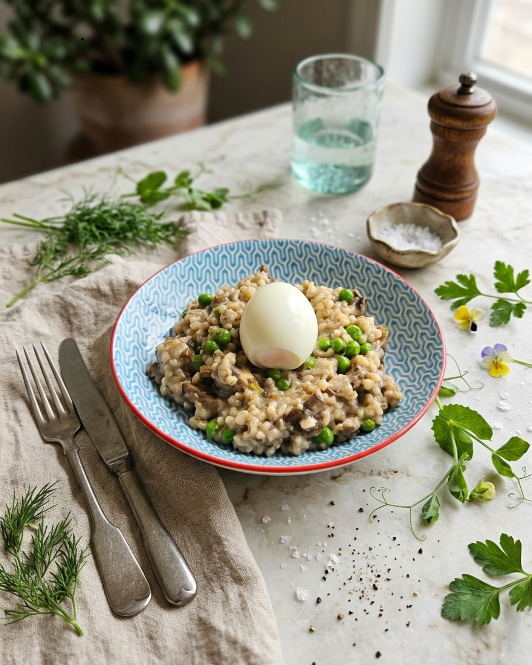 orgezotto printanier sbrinz petits pois