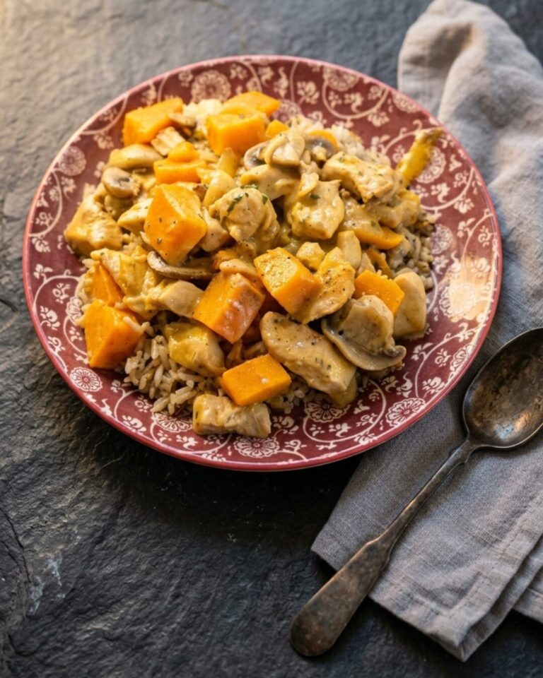 Émincé de Poulet Forestier au Potiron & Riz Complet