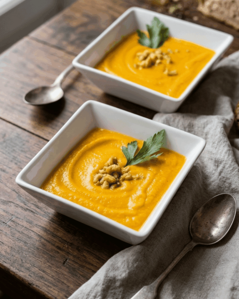 Velouté de carottes et châtaignes au beurre noisette
