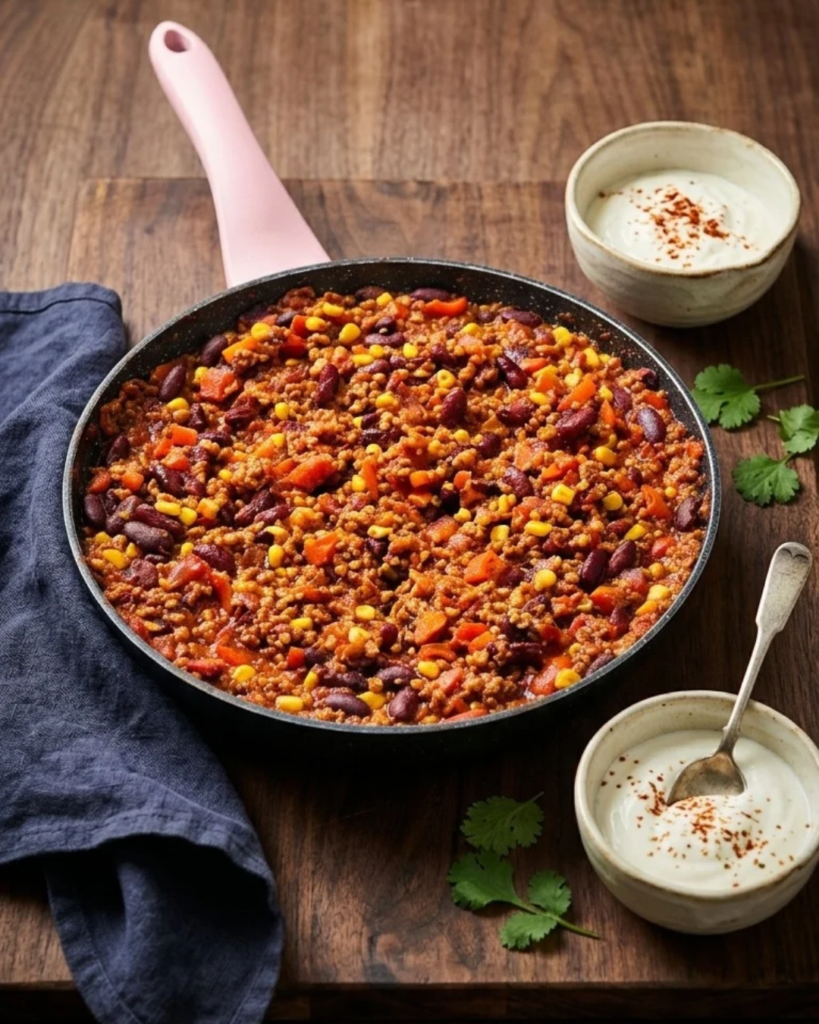 Chili Sin Carne aux Protéines de Soja Texturées & Riz Complet